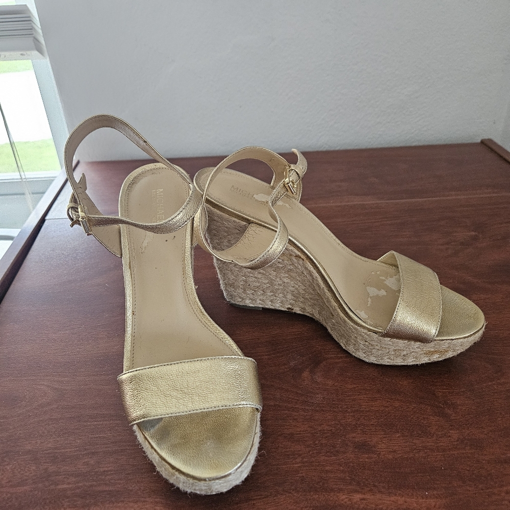 Michael Kors Gold Wedge Sandal 8.5